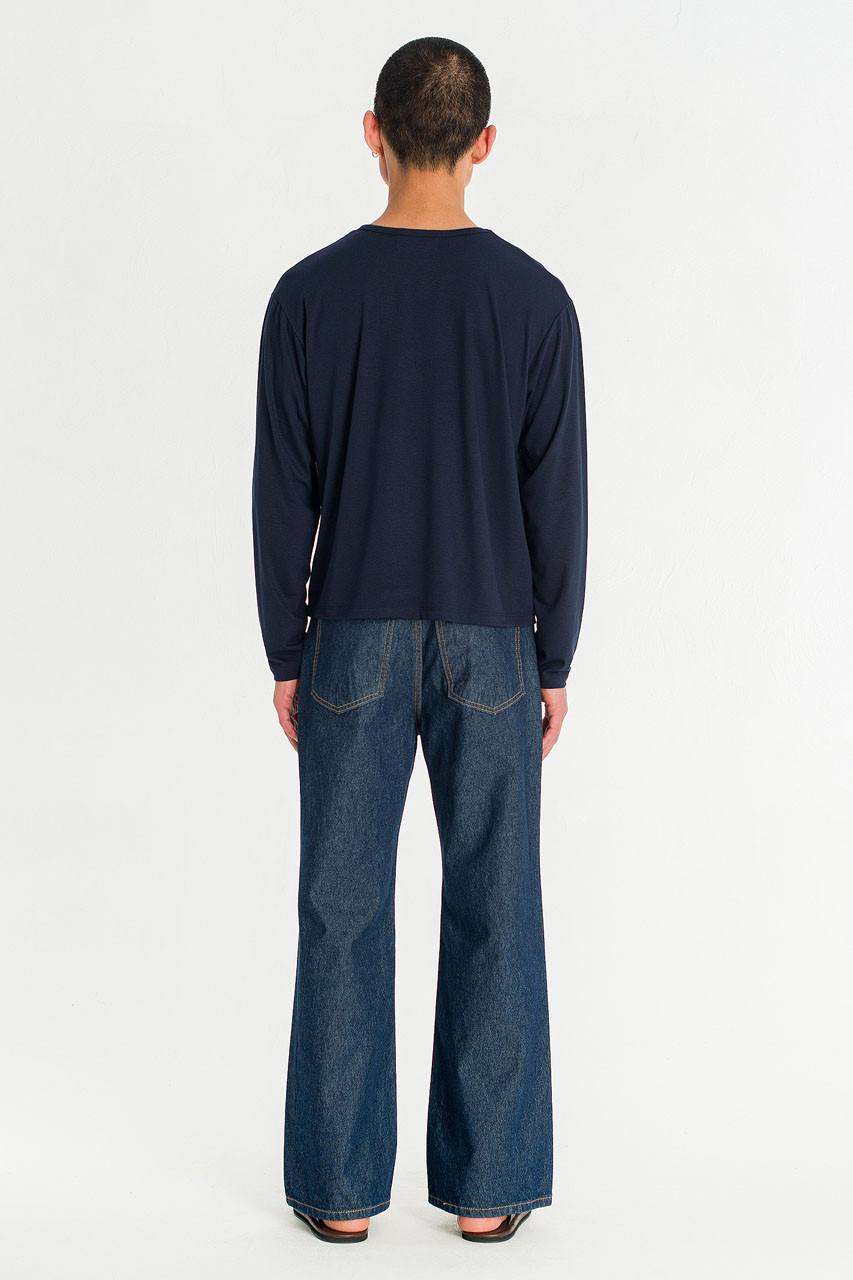 Menswear | Boat-Neck Long-Sleeve Tee, Navy