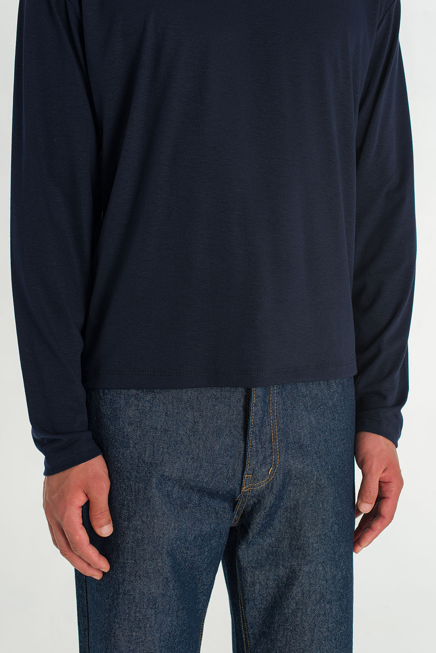 Menswear | Boat-Neck Long-Sleeve Tee, Navy