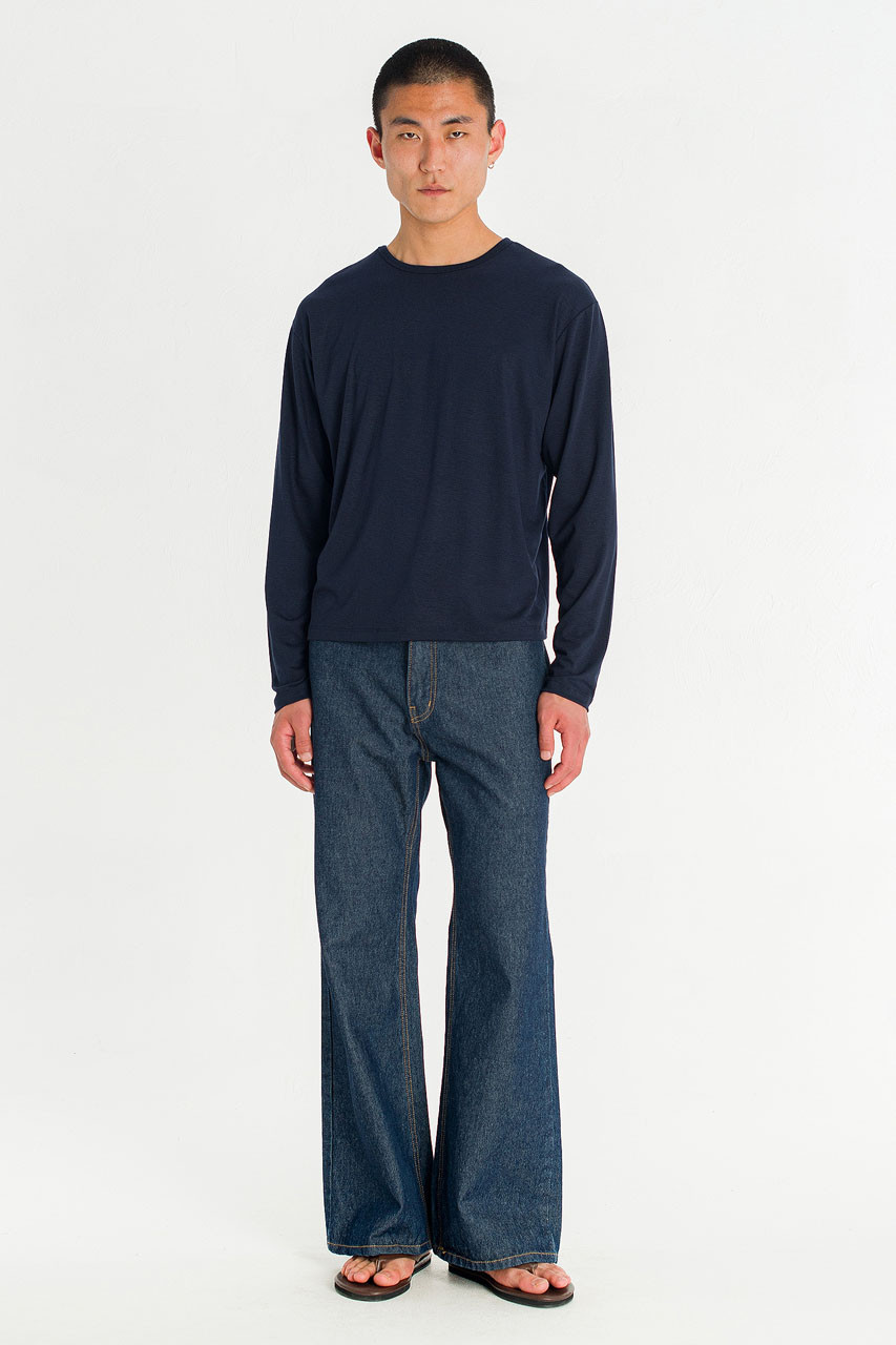 Menswear | Boat-Neck Long-Sleeve Tee, Navy