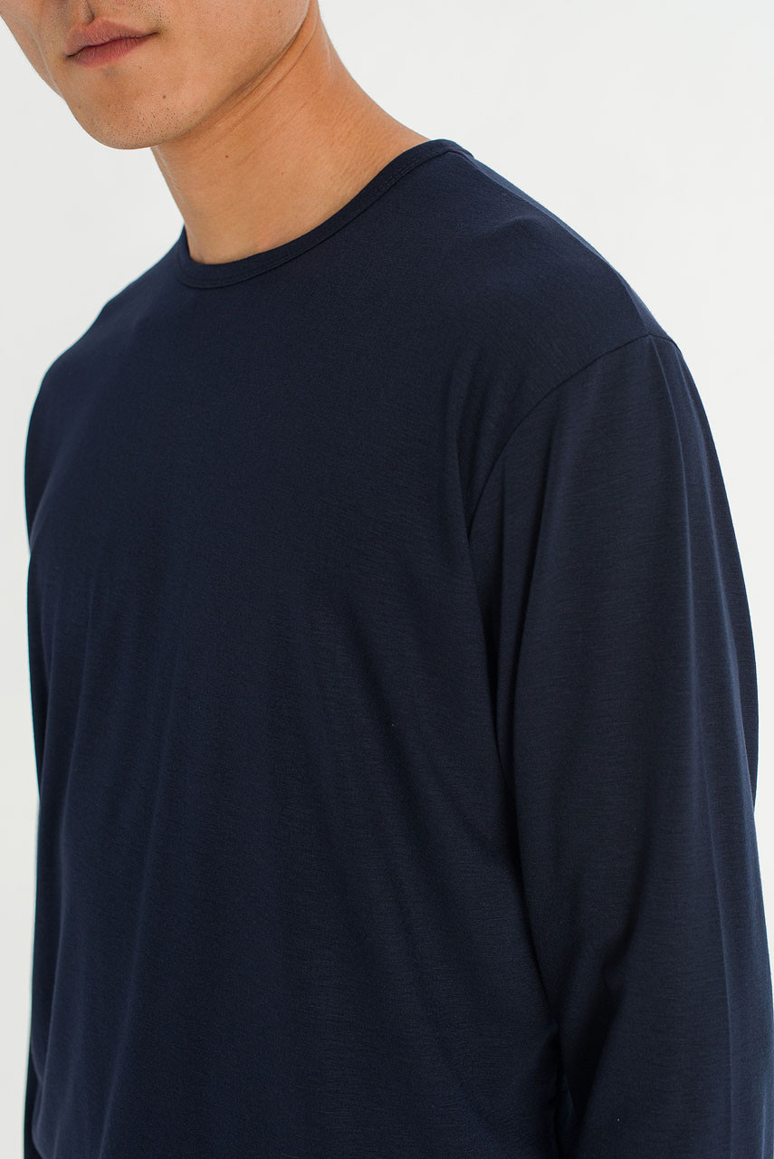 Menswear | Boat-Neck Long-Sleeve Tee, Navy