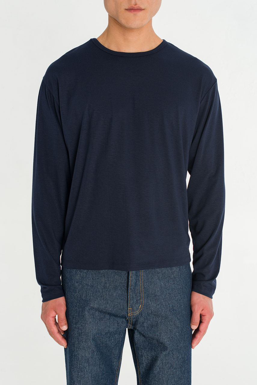 Menswear | Boat-Neck Long-Sleeve Tee, Navy