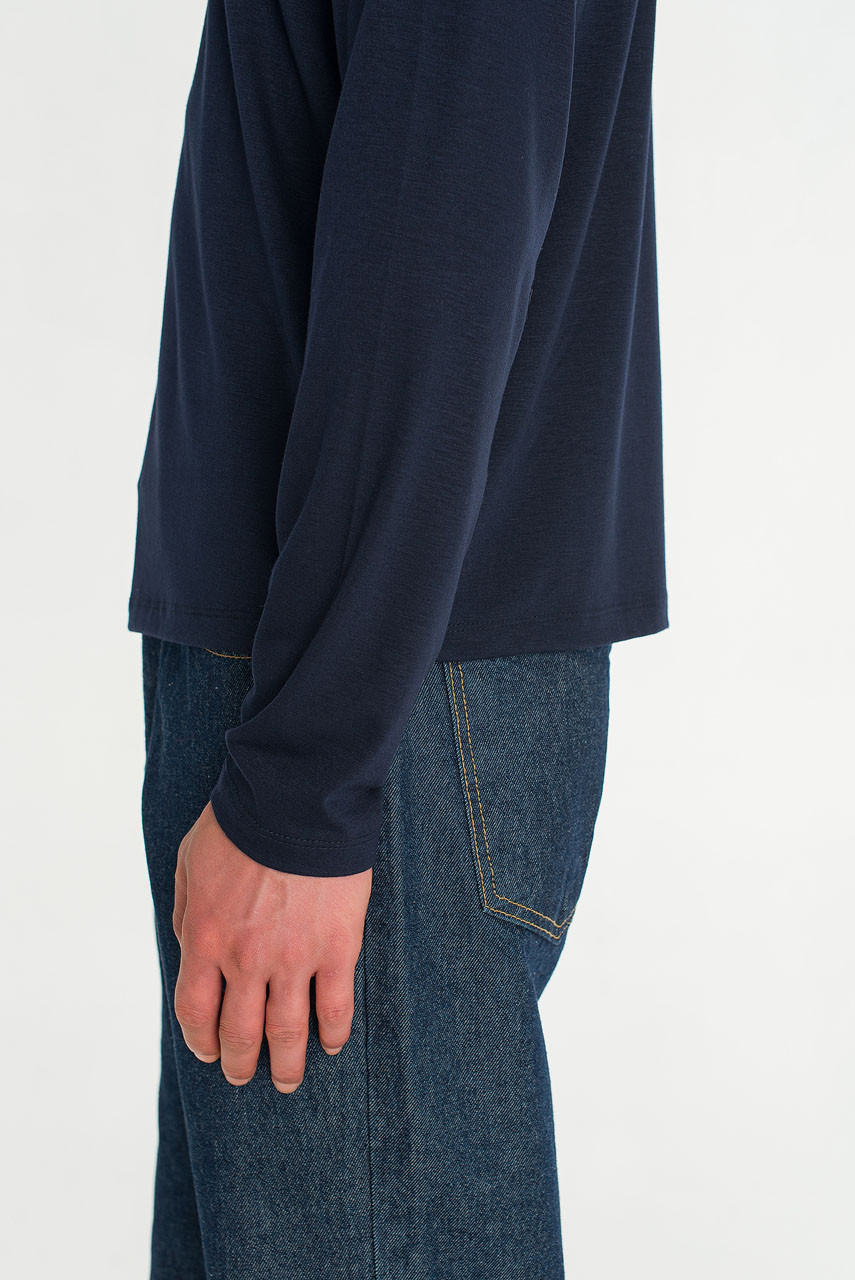 Menswear | Boat-Neck Long-Sleeve Tee, Navy