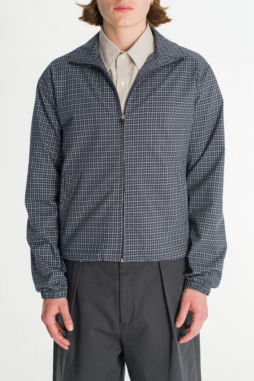 Menswear | Check Funnel Jacket, Navy