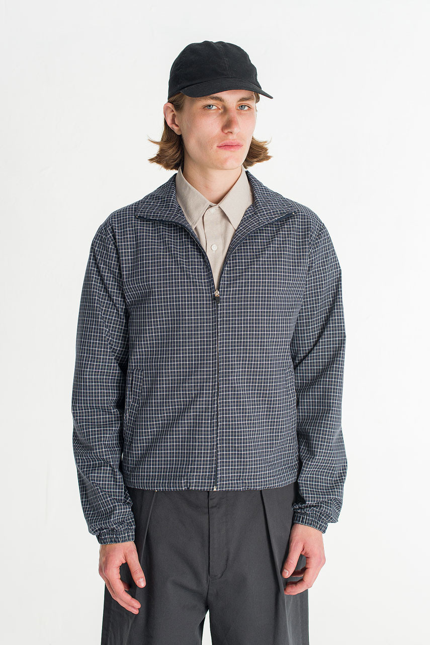 Menswear | Check Funnel Jacket, Navy