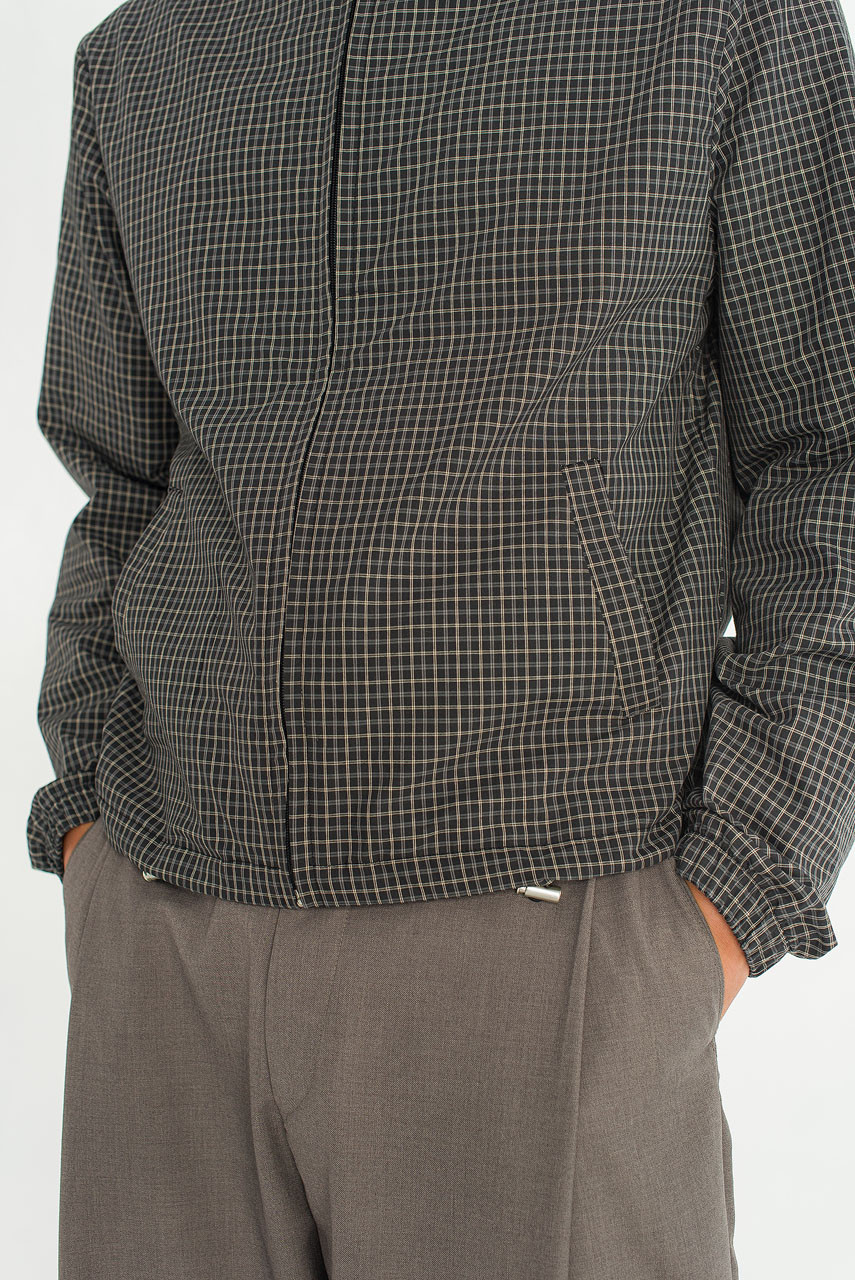 Menswear | Check Funnel Jacket, Black
