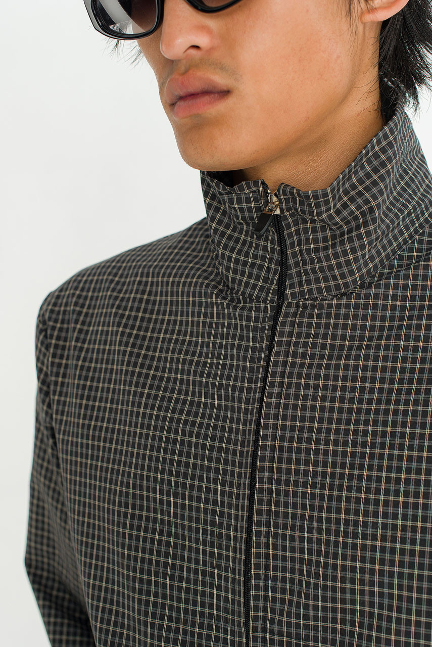 Menswear | Check Funnel Jacket, Black