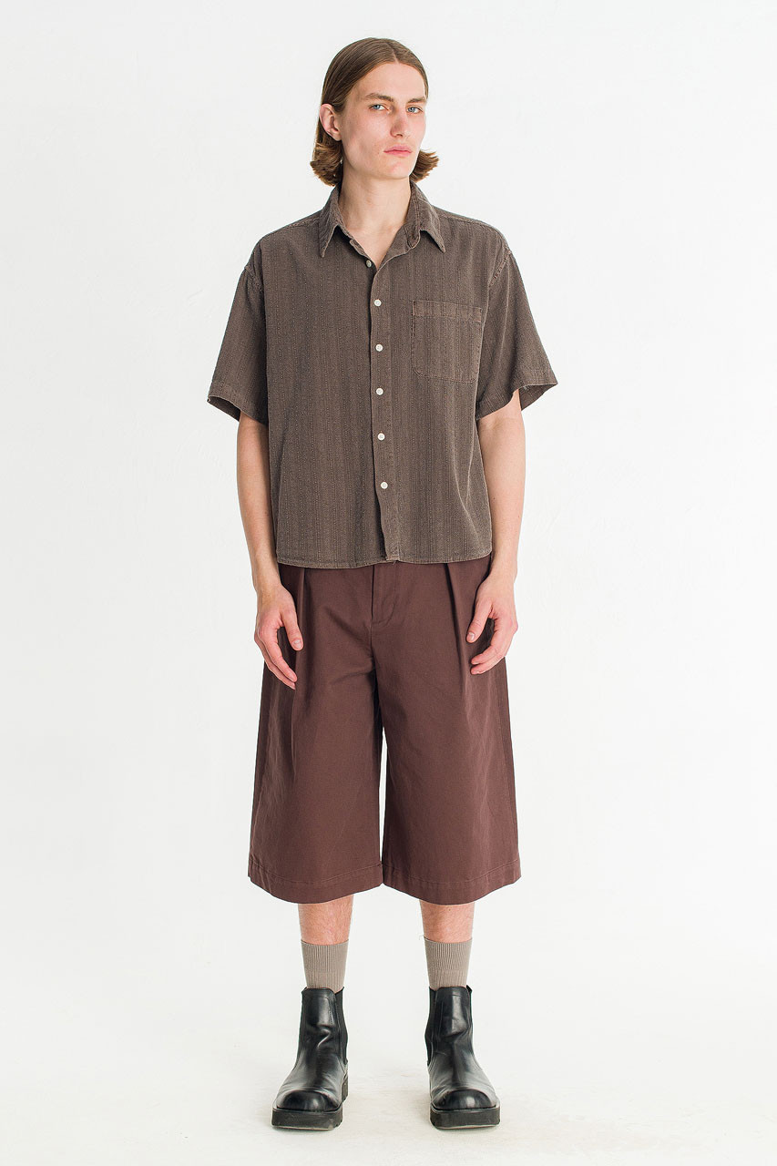 Menswear | Dobby Crop Shirt, Brown