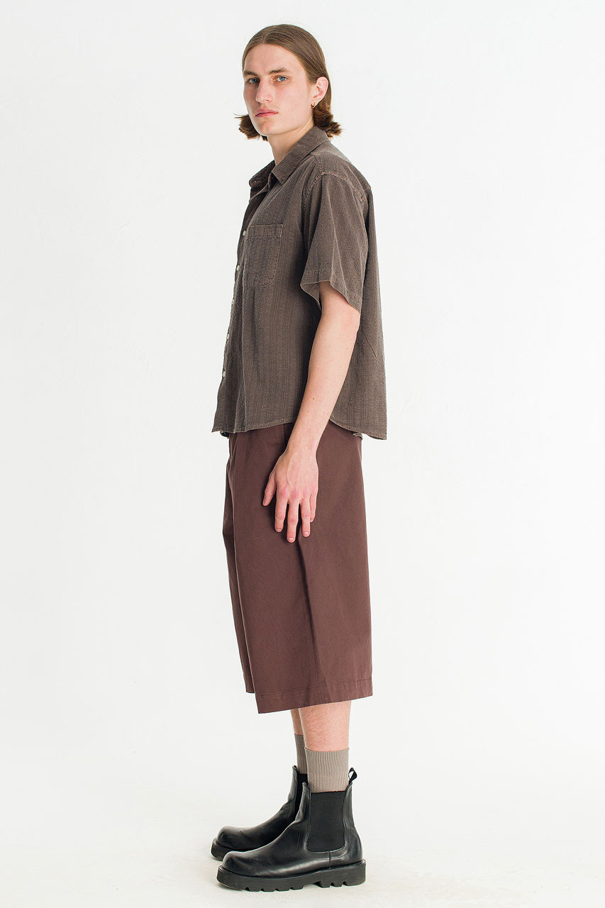Menswear | Dobby Crop Shirt, Brown