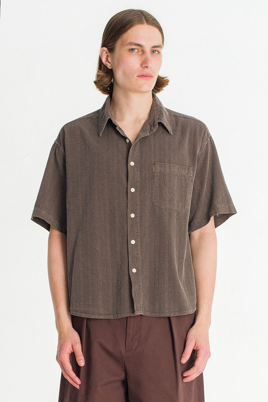 Menswear | Dobby Crop Shirt, Brown