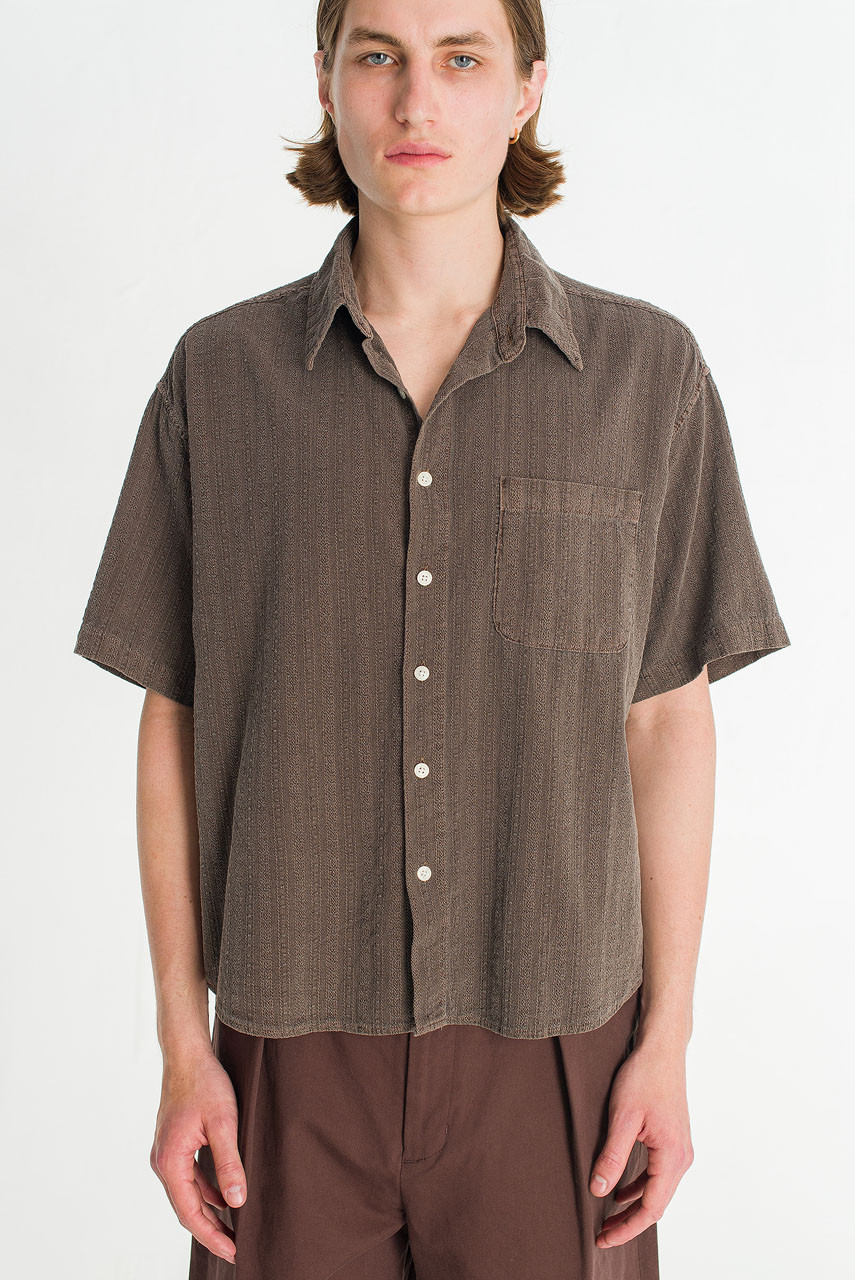 Menswear | Dobby Crop Shirt, Brown