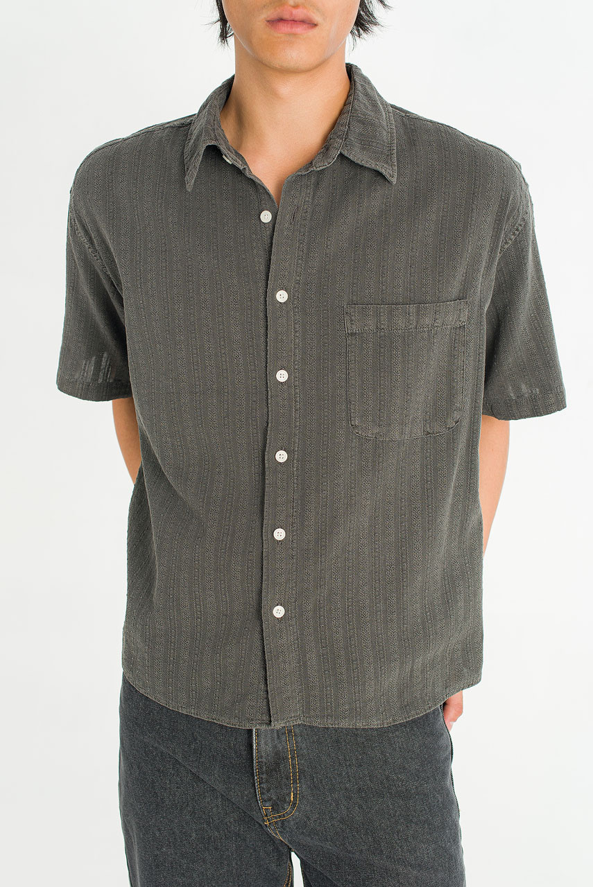 Menswear | Dobby Crop Shirt, Charcoal
