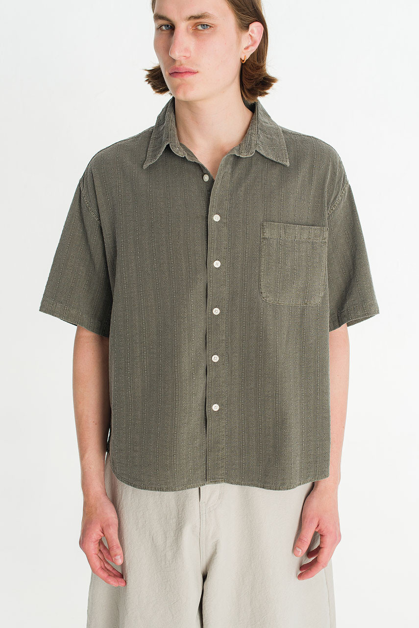 Menswear | Dobby Crop Shirt, Khaki