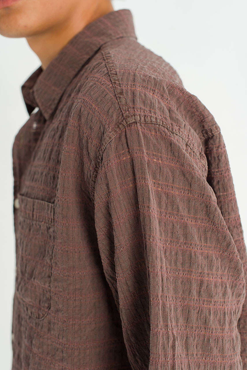 Menswear | Slubbed Check Shirt, Brown