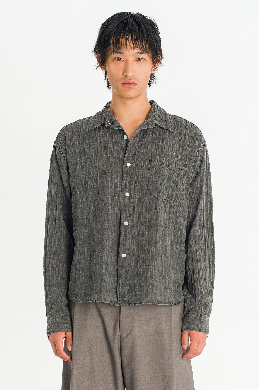 Menswear | Slubbed Check Shirt, Charcoal