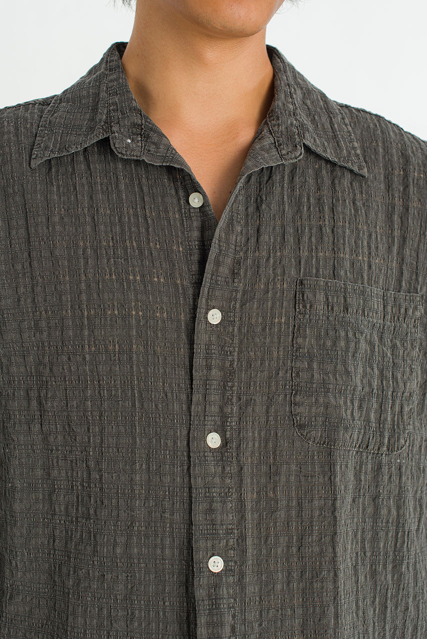 Menswear | Slubbed Check Shirt, Charcoal
