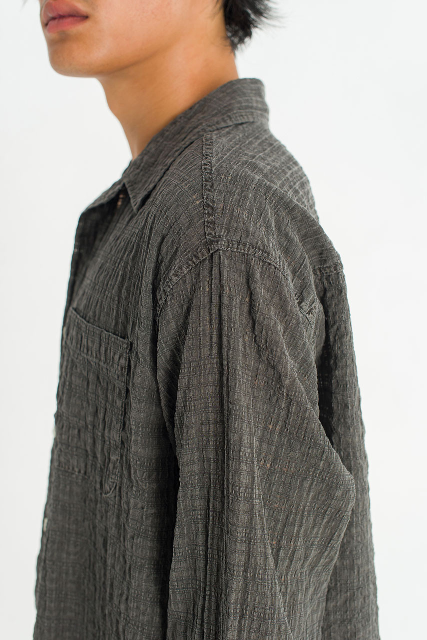 Menswear | Slubbed Check Shirt, Charcoal