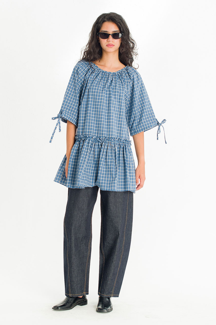 Day Check Dress, Blue