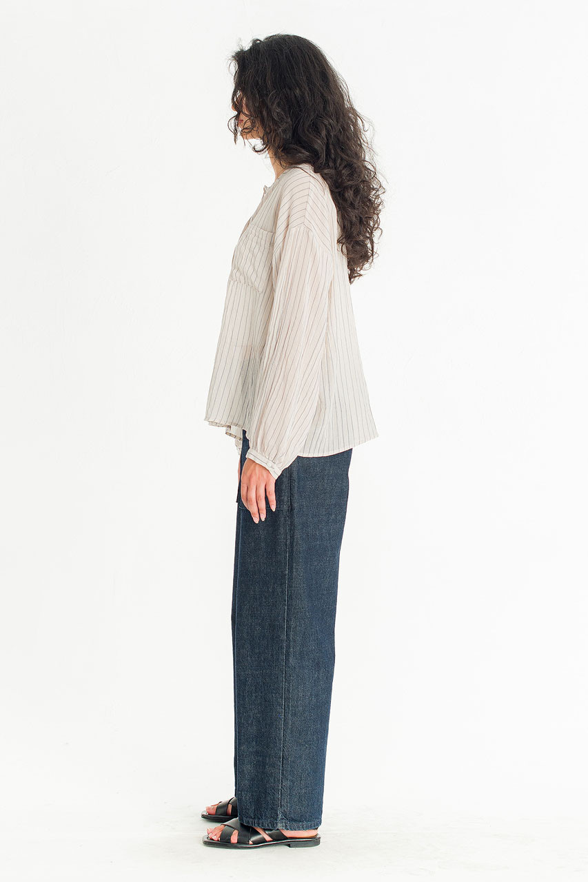 Moon Pin Stripe Blouse, Ivory