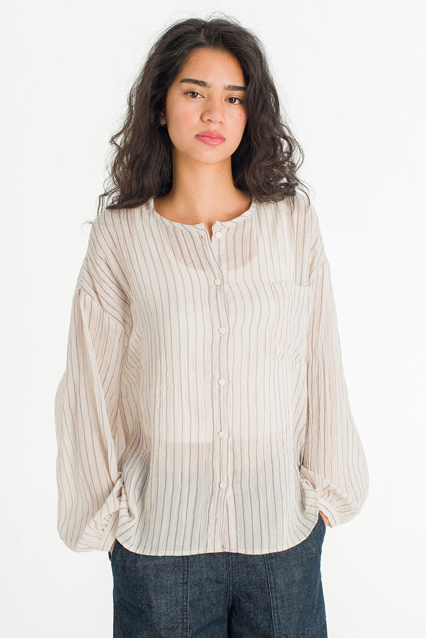 Moon Pin Stripe Blouse, Ivory