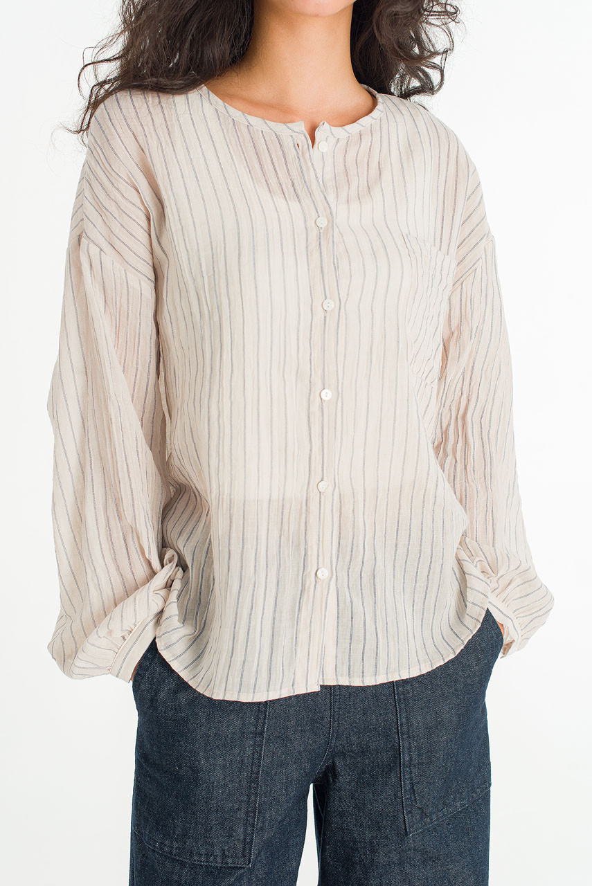 Moon Pin Stripe Blouse, Ivory