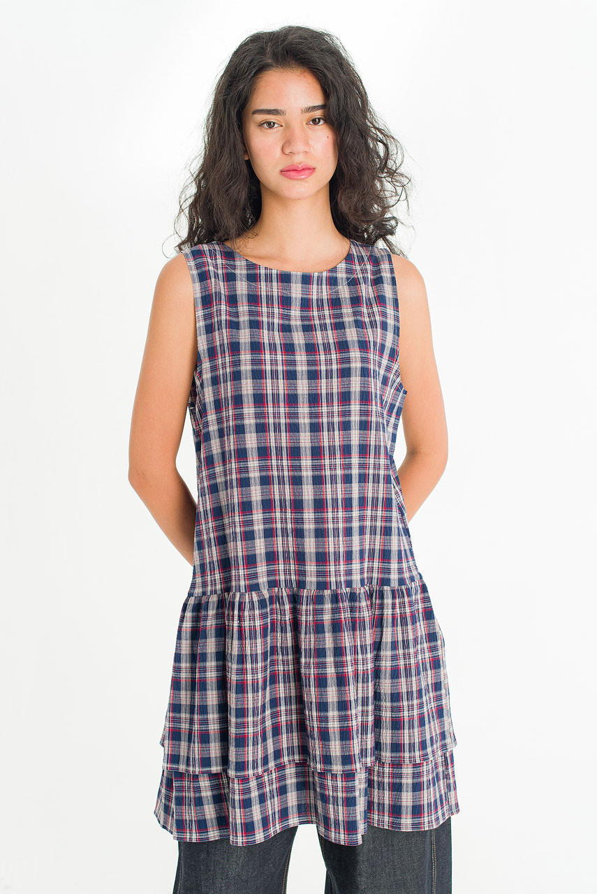 Fayline Check Tunic, Navy
