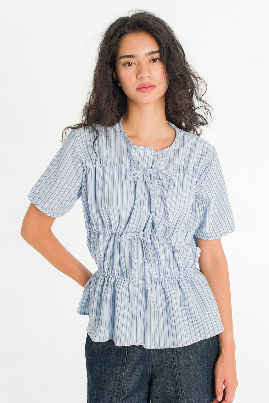 Oceane Ribbon Stripe Blouse, Blue