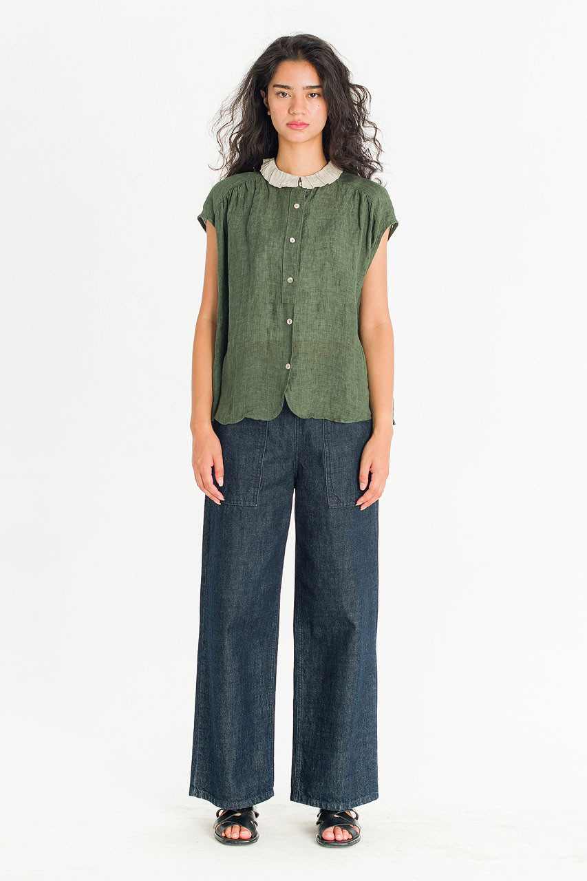 Rosanne Linen Blouse, Khaki