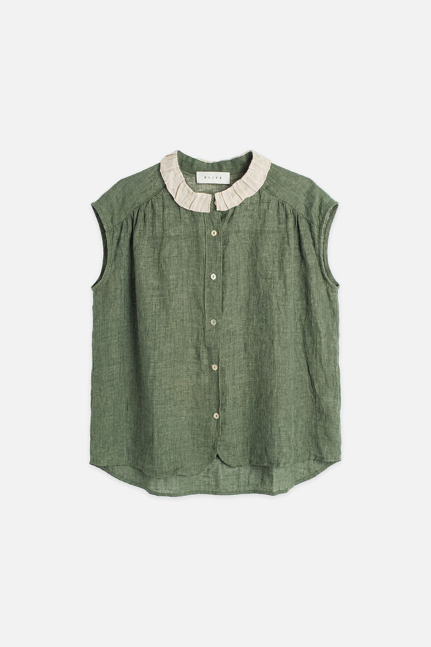 Rosanne Linen Blouse, Khaki