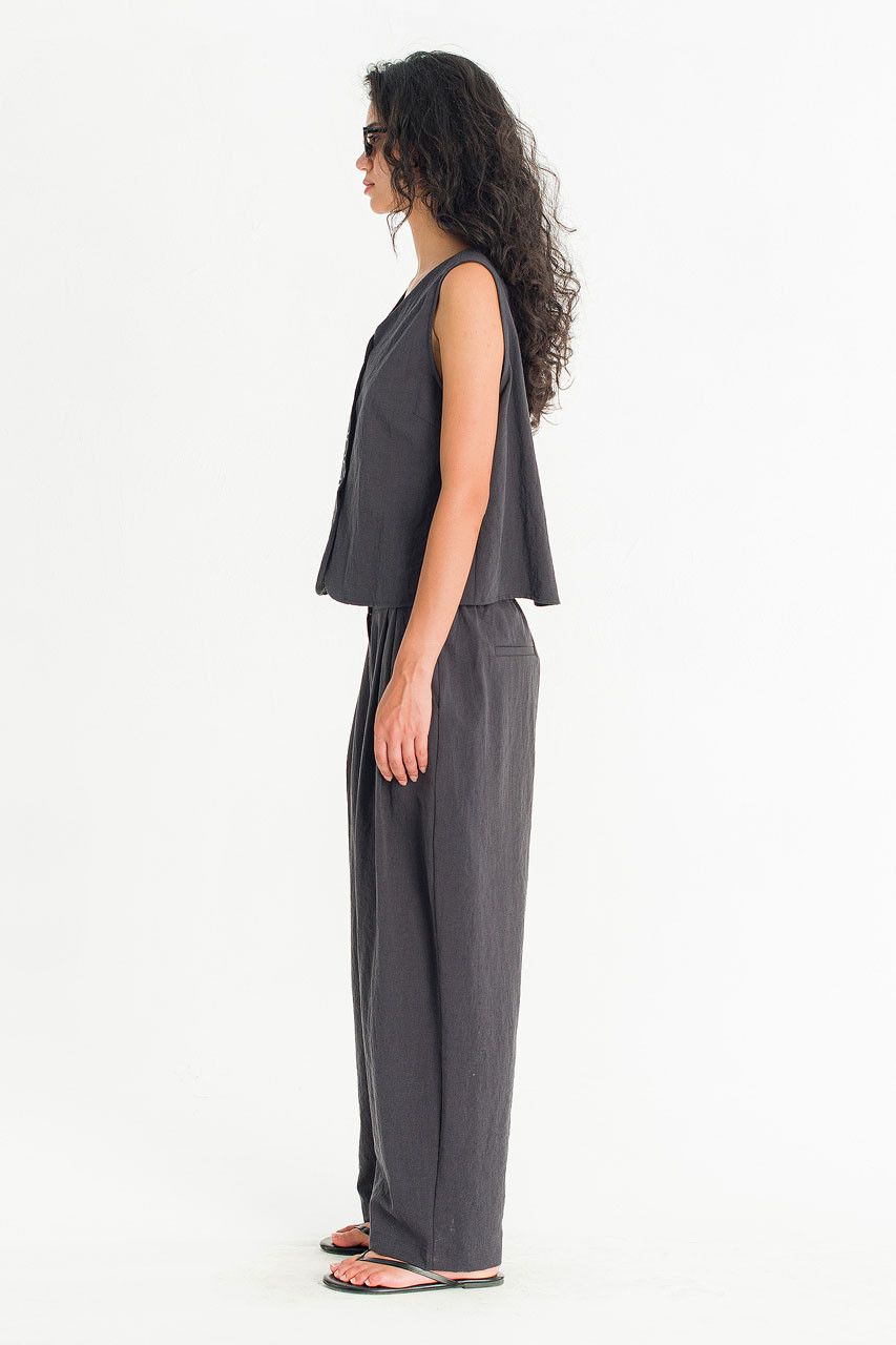 Helios Button Vest, Charcoal