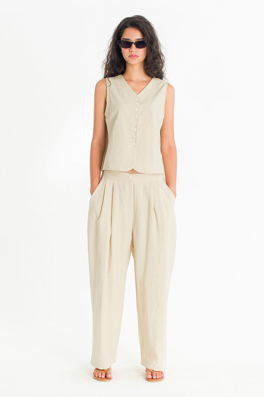 Helios Button Trousers, Beige