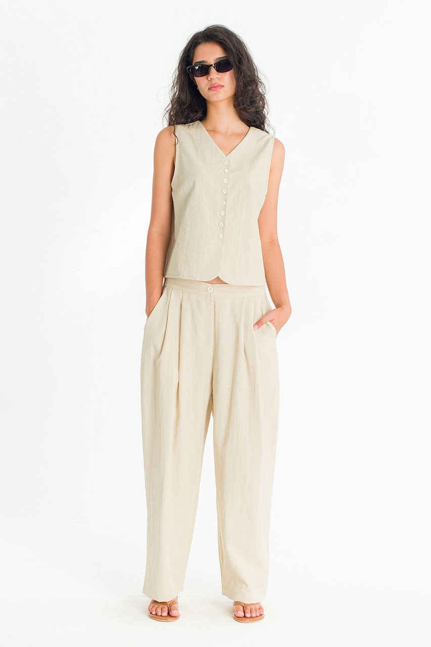 Helios Button Trousers, Beige
