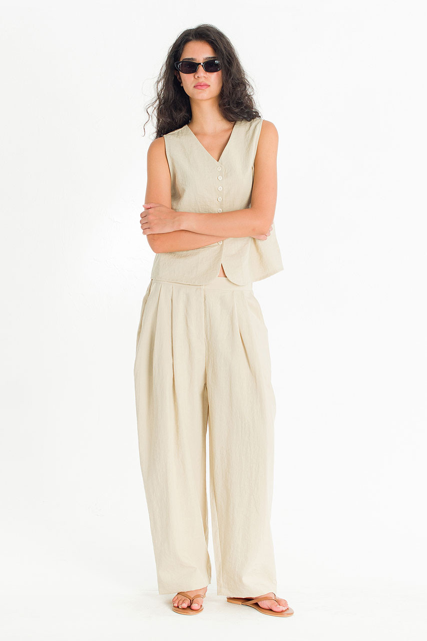 Helios Button Trousers, Beige