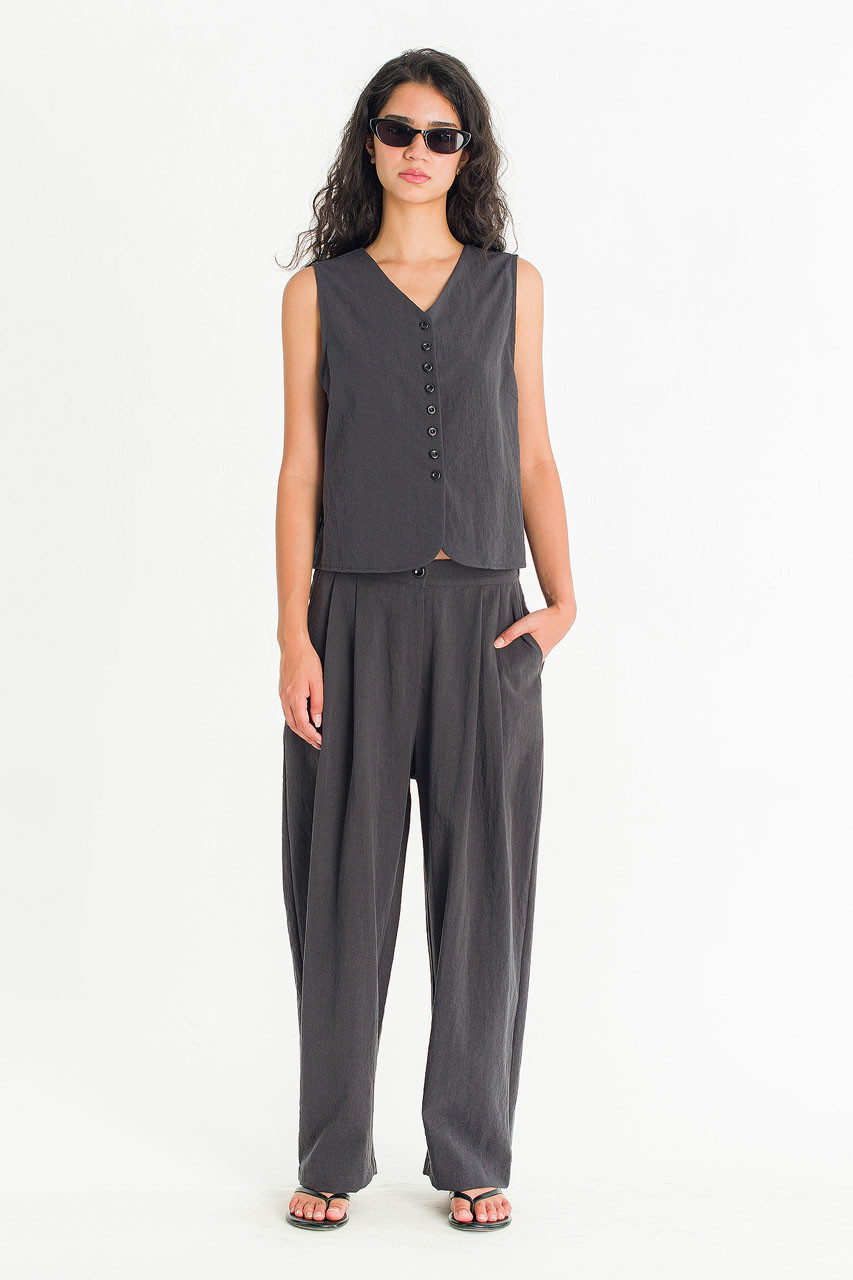 Helios Button Trousers, Charcoal