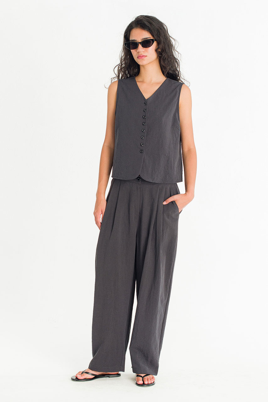 Helios Button Trousers, Charcoal