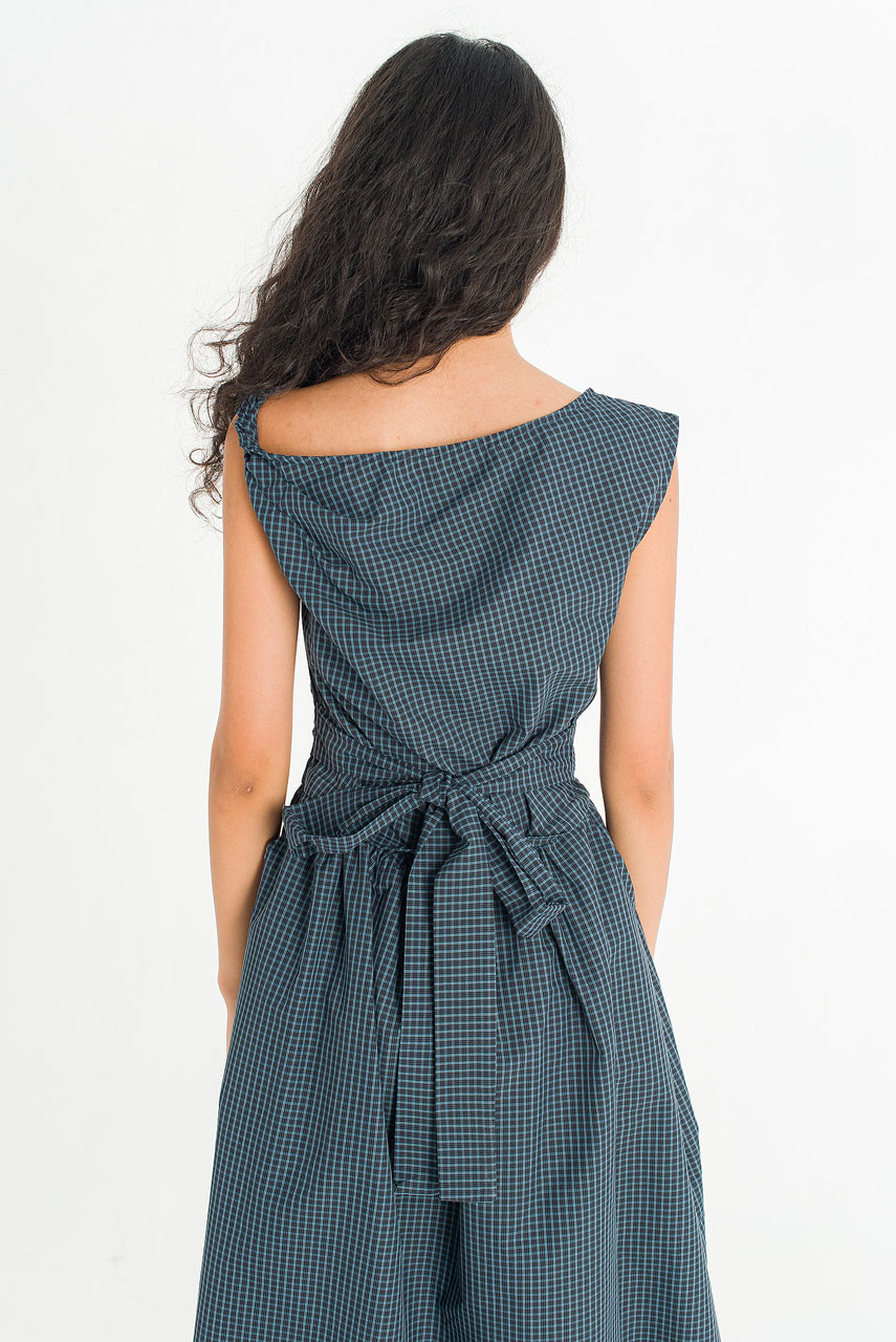 Nox Twist Check Dress, Black