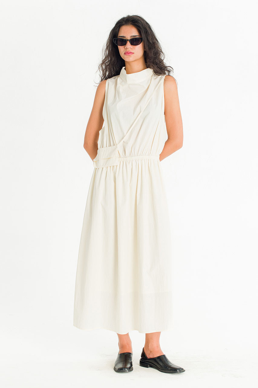 Mock Neck Sleeveless Dress, Ivory