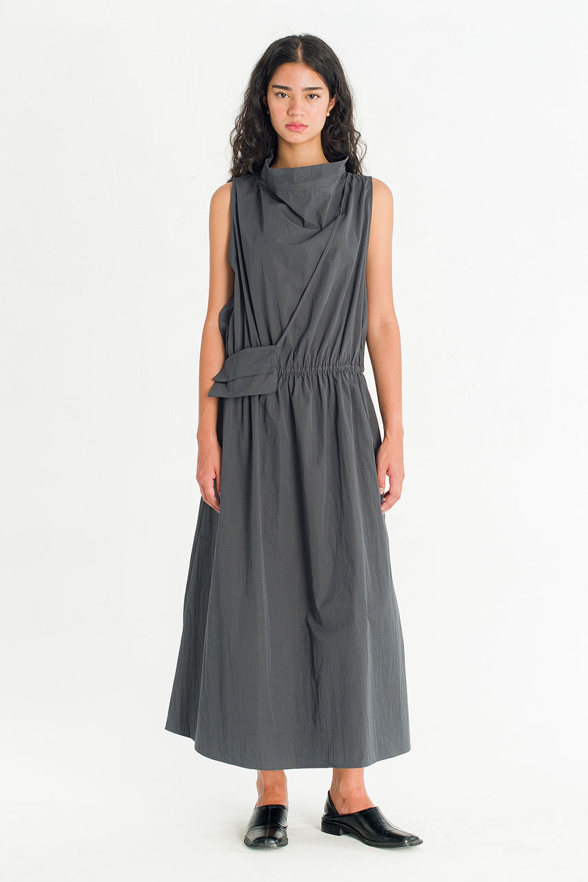 Mock Neck Sleeveless Dress, Charcoal