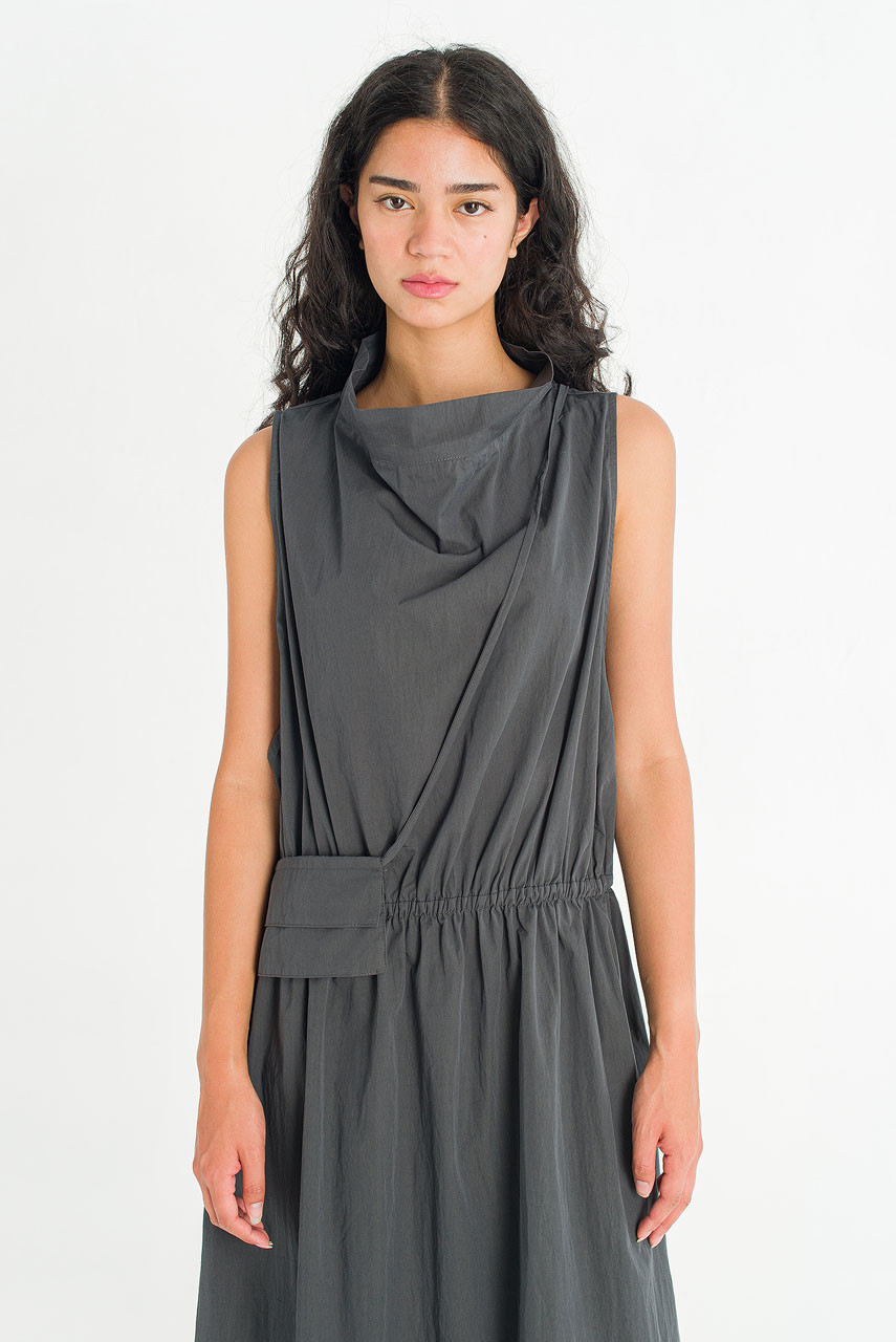 Mock Neck Sleeveless Dress, Charcoal