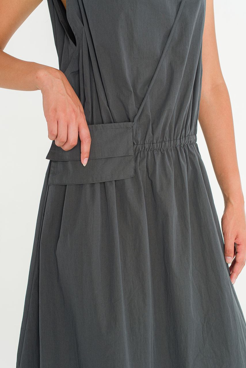 Mock Neck Sleeveless Dress, Charcoal