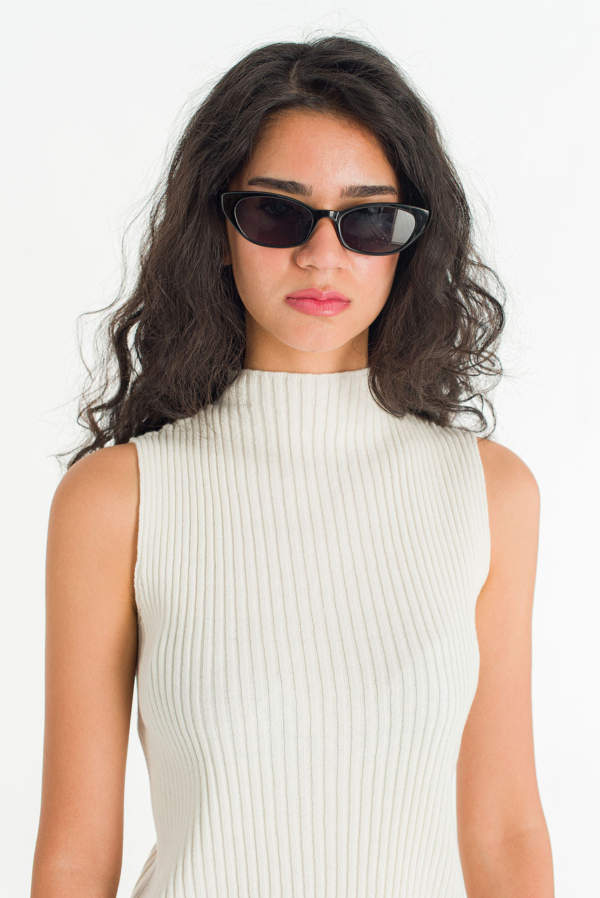 Milano Ribbed Knit Sleeveless Top, Ivory
