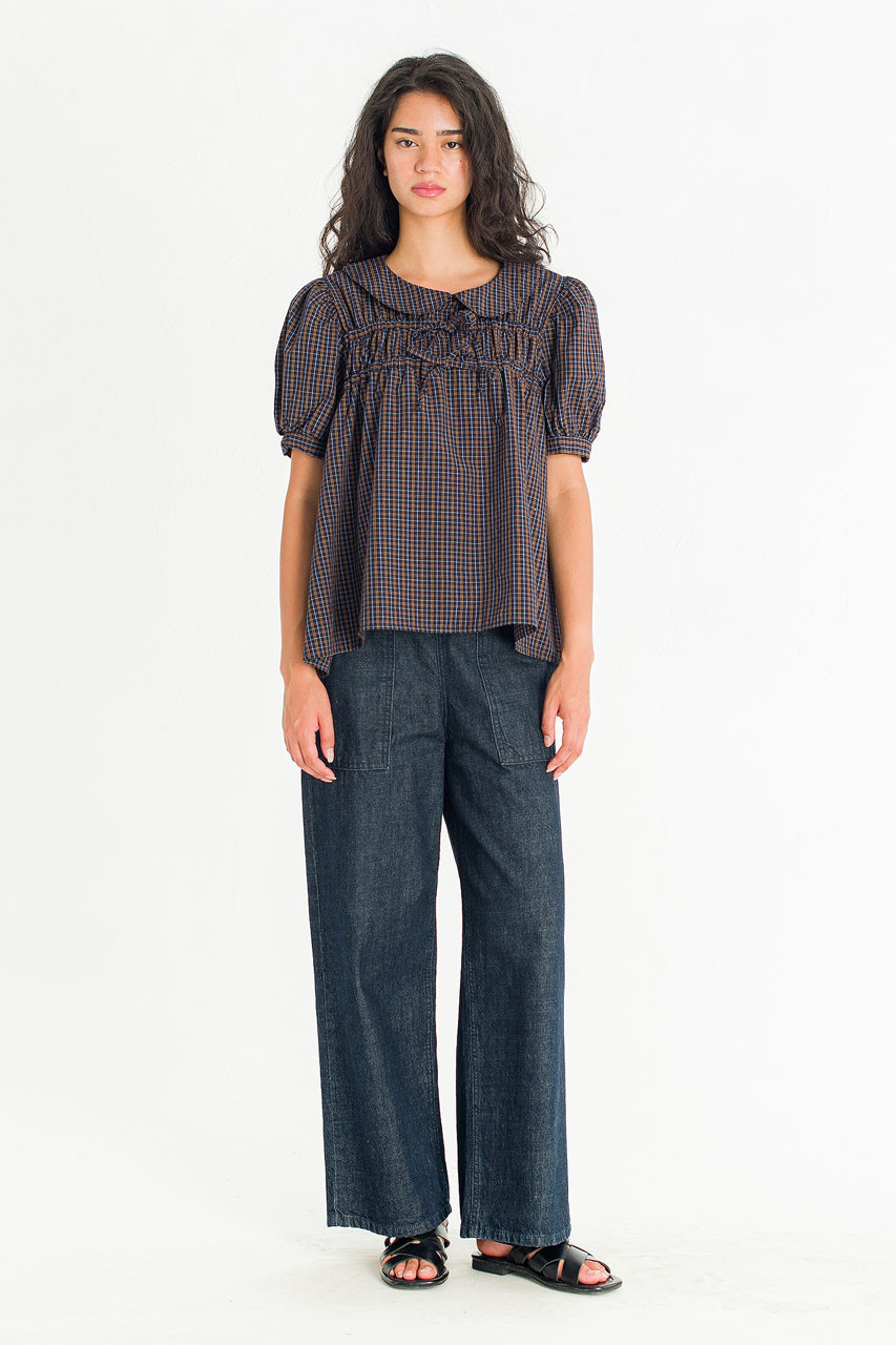Yuha Check Shirt, Navy/Brown