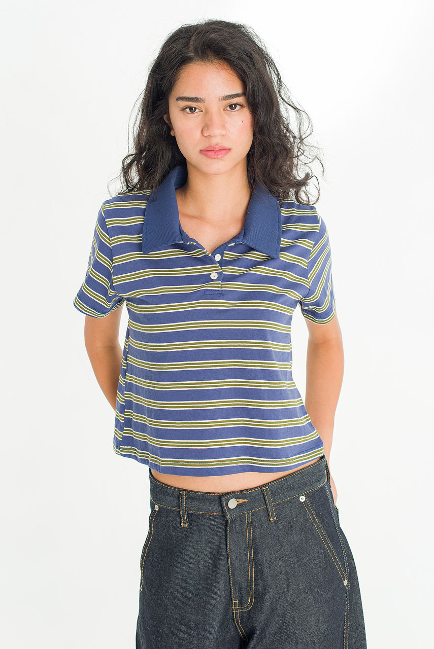 Mini Stripe Polo Tee, Blue