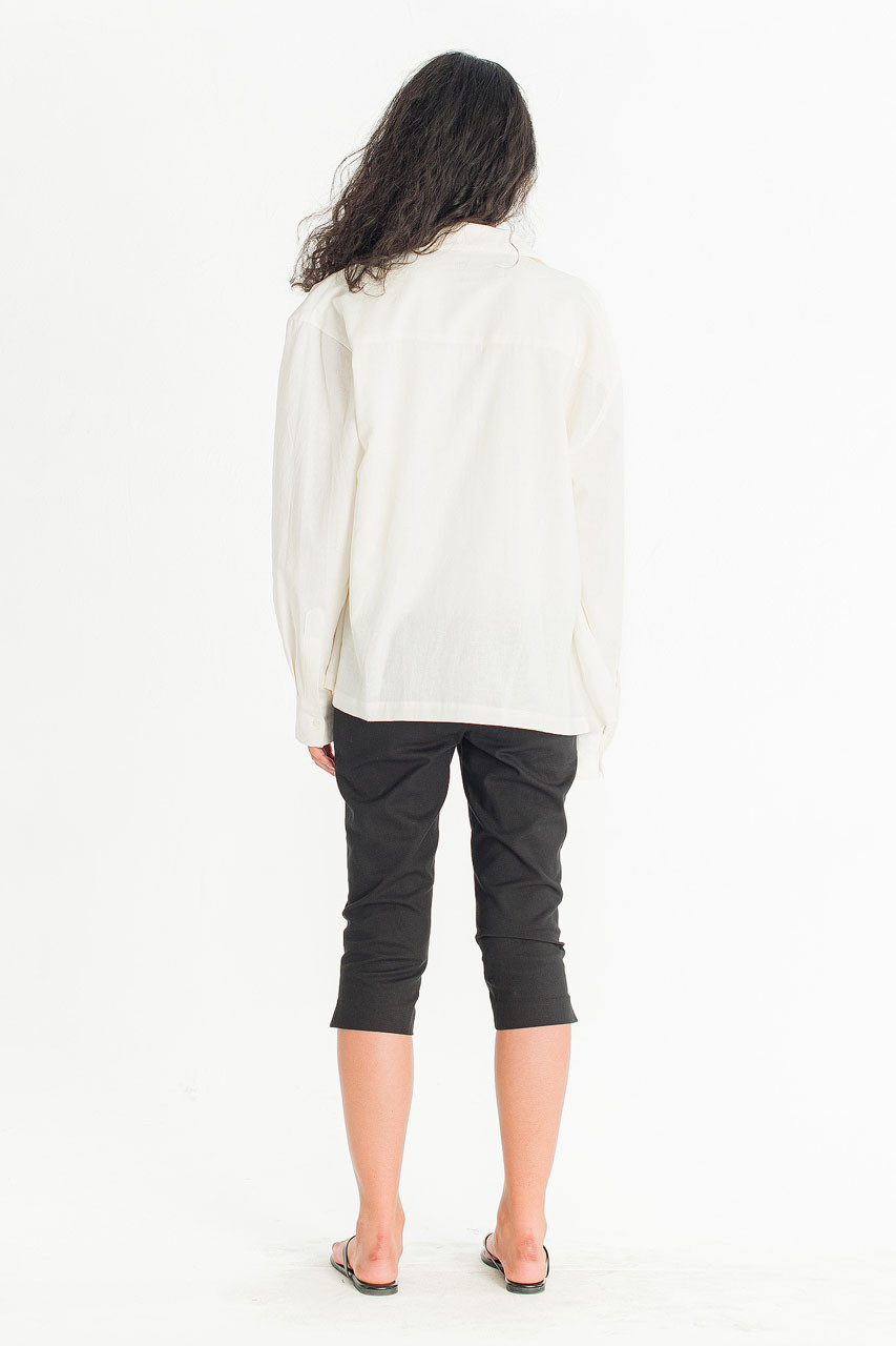 Akari Pintuck Linen Blend Jacket , Ivory