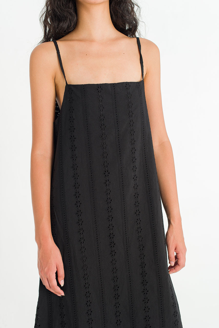 May Lace Slip Dress, Black