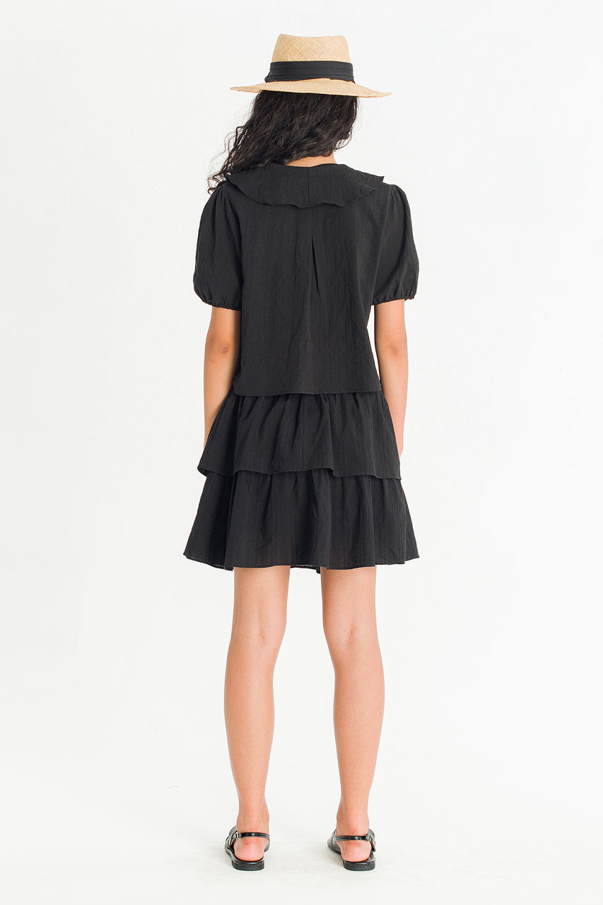 Petal Tiered Mini Skirt, Black