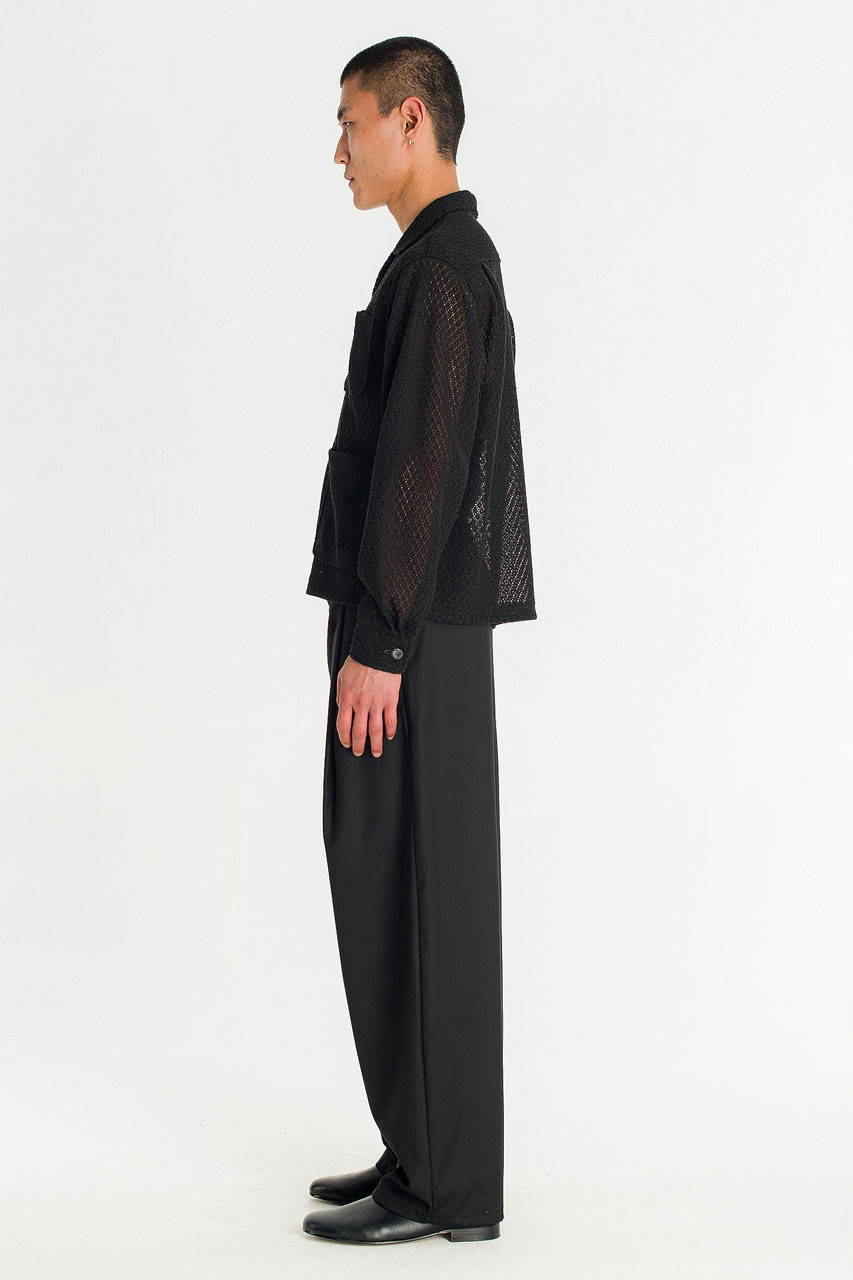 Menswear | Lace Crochet Overshirt, Black