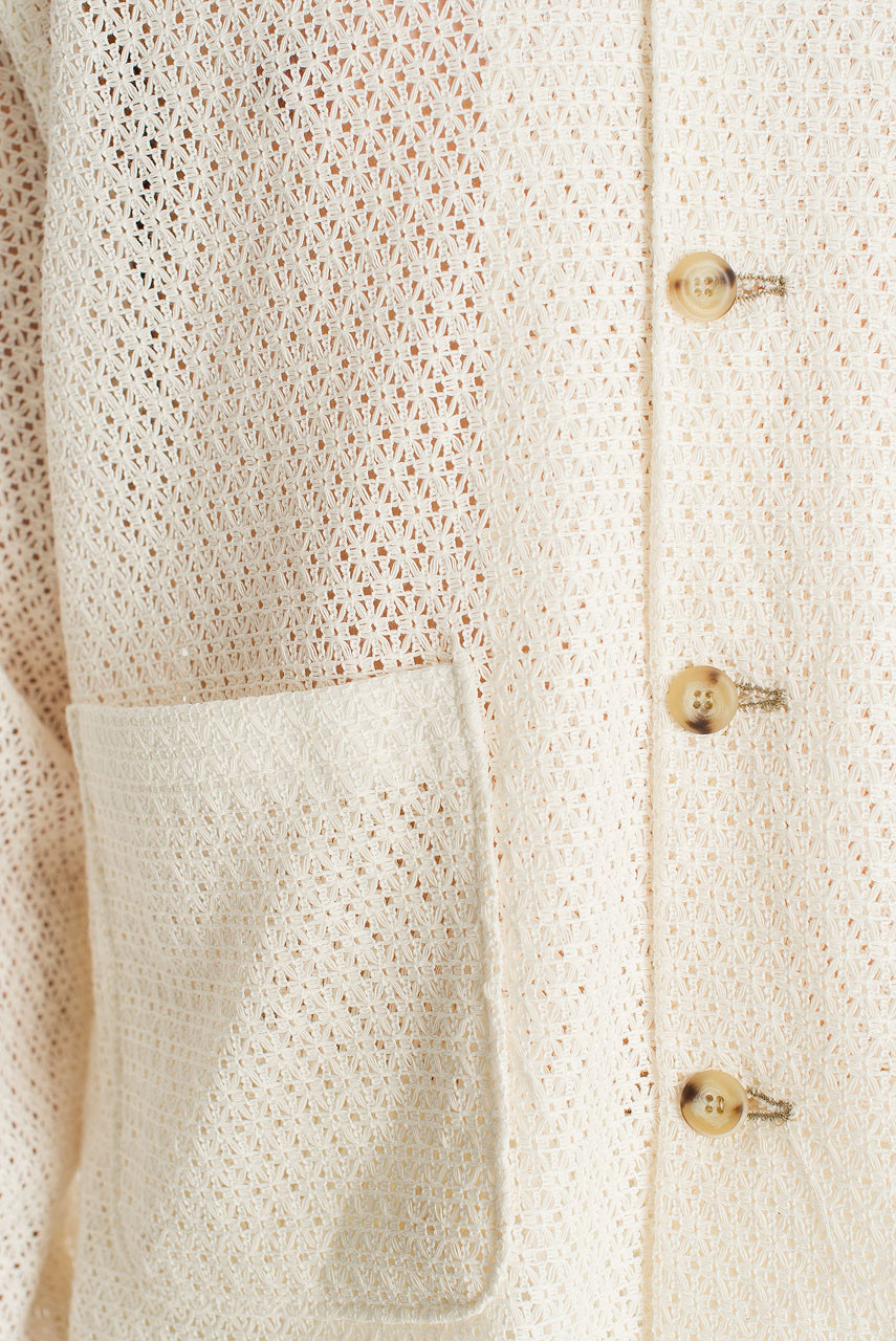 Menswear | Lace Crochet Overshirt, Ivory