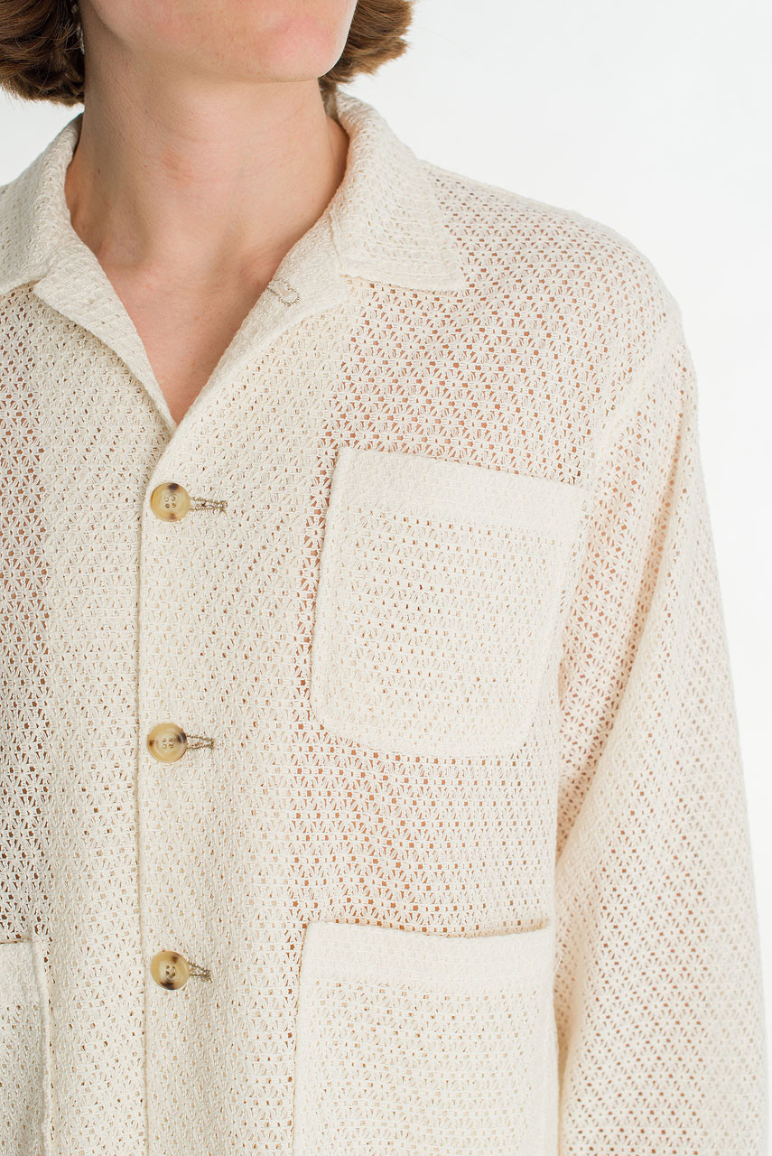 Menswear | Lace Crochet Overshirt, Ivory