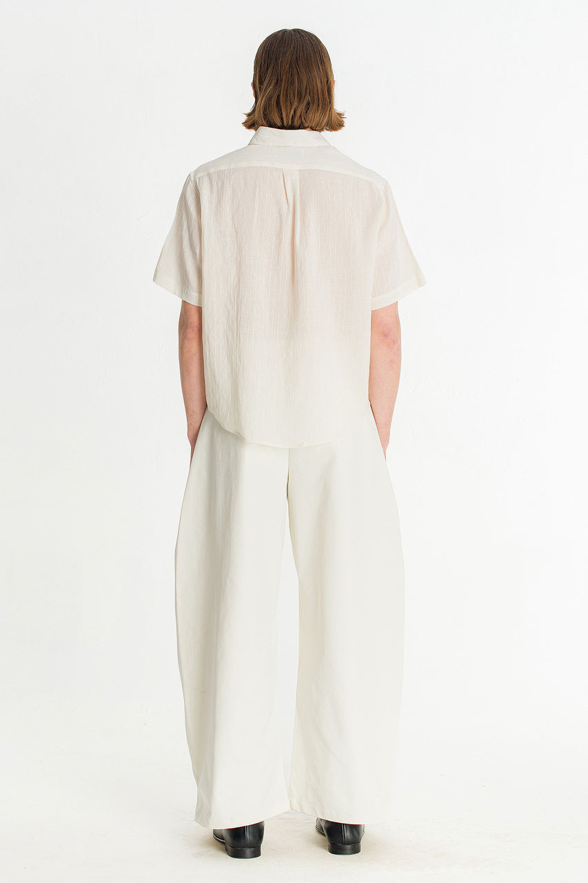 Menswear | Short-Sleeve Stripe Shirt, Ivory