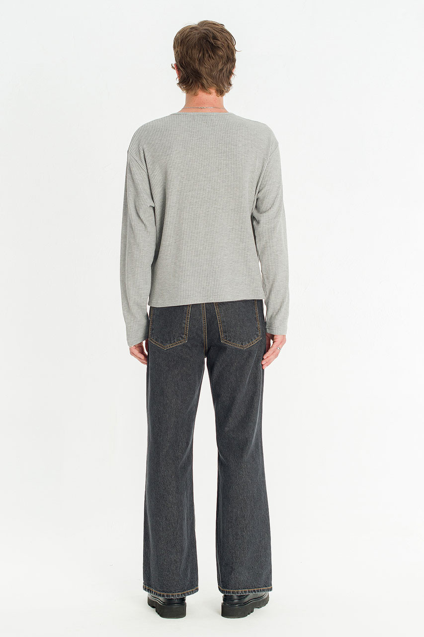 Menswear | Waffle Crop Henley Tee, Grey